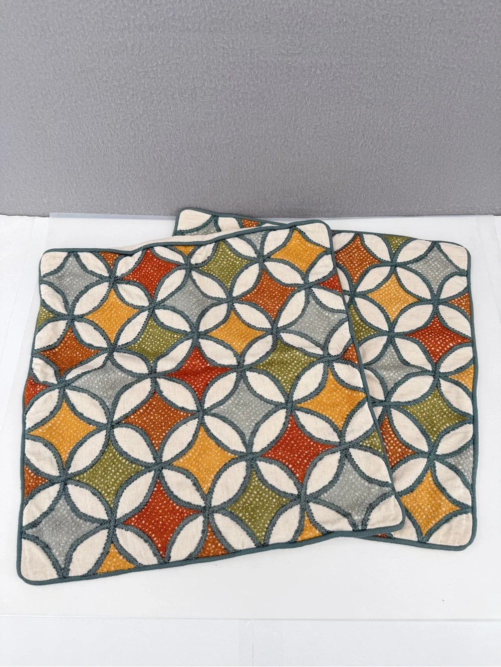 Pier 1 Imports Throw Pillow Covers Set 2 Geometric Earth Tones Cotton Blend 18